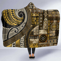 Vintage Samoa Siapo Mamanu Hooded Blanket Gold Samoan Tapa Motif - Polynesian Pride