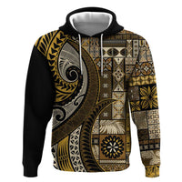 Vintage Samoa Siapo Mamanu Hoodie Gold Samoan Tapa Motif - Polynesian Pride