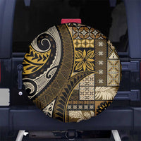 Vintage Samoa Siapo Mamanu Spare Tire Cover Gold Samoan Tapa Motif - Polynesian Pride