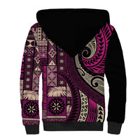 Vintage Samoa Siapo Mamanu Sherpa Hoodie Pink Samoan Tapa Motif - Polynesian Pride