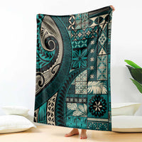 Vintage Samoa Siapo Mamanu Blanket Teal Samoan Tapa Motif LT9 - Polynesian Pride