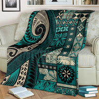 Vintage Samoa Siapo Mamanu Blanket Teal Samoan Tapa Motif LT9 - Polynesian Pride