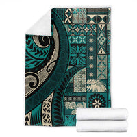 Vintage Samoa Siapo Mamanu Blanket Teal Samoan Tapa Motif LT9 - Polynesian Pride