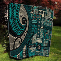 Vintage Samoa Siapo Mamanu Quilt Teal Samoan Tapa Motif - Polynesian Pride
