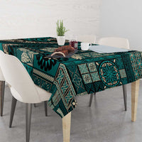 Vintage Samoa Siapo Mamanu Tablecloth Teal Samoan Tapa Motif - Polynesian Pride