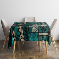 Vintage Samoa Siapo Mamanu Tablecloth Teal Samoan Tapa Motif - Polynesian Pride