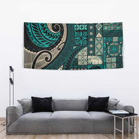 Vintage Samoa Siapo Mamanu Tapestry Teal Samoan Tapa Motif - Polynesian Pride
