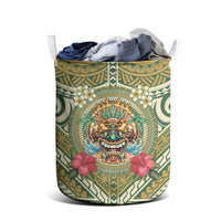 Hawaii Tiki Mask Laundry Basket Mele Kalikimaka i Iulai!