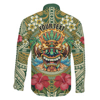 Hawaii Tiki Mask Personalized Family Matching Off Shoulder Short Dress and Hawaiian Shirt Mele Kalikimaka i Iulai! LT9 - Polynesian Pride