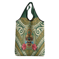 Hawaii Tiki Mask Grocery Bag Mele Kalikimaka i Iulai!