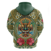 Hawaii Tiki Mask Personalized Hoodie Mele Kalikimaka i Iulai!