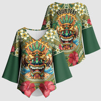 Hawaii Tiki Mask Personalized Kimono Sleeve Blouse Mele Kalikimaka i Iulai!