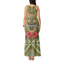 Hawaii Tiki Mask Personalized Tank Maxi Dress Mele Kalikimaka i Iulai!