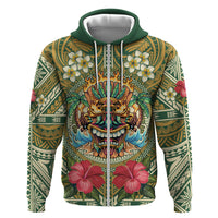 Hawaii Tiki Mask Personalized Zip Hoodie Mele Kalikimaka i Iulai!