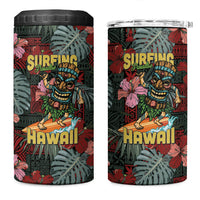 Hawaii Tiki Surfing 4 in 1 Can Cooler Tumbler Mele Kalikimaka i Iulai! LT9 One Size: 16 oz Black - Polynesian Pride