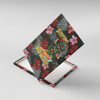 Hawaii Tiki Surfing Canvas Wall Art Mele Kalikimaka i Iulai!