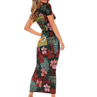 Hawaii Tiki Surfing Short Sleeve Bodycon Dress Mele Kalikimaka i Iulai! LT9 - Polynesian Pride