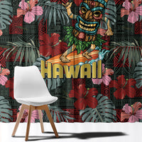 Hawaii Tiki Surfing Window Curtain Mele Kalikimaka i Iulai!