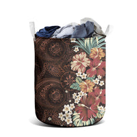 Kanoa Hawai'i Hibiscus Laundry Basket Polynesian Tribal Tattoo Pattern Floral Elements