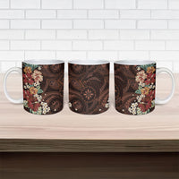 Kanoa Hawai'i Hibiscus Ceramic Mug Polynesian Tribal Tattoo Pattern Floral Elements