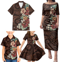 Kanoa Hawai'i Hibiscus Family Matching Puletasi and Hawaiian Shirt Polynesian Tribal Tattoo Pattern Floral Elements
