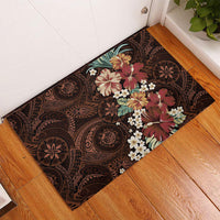Kanoa Hawai'i Hibiscus Rubber Doormat Polynesian Tribal Tattoo Pattern Floral Elements