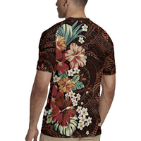Kanoa Hawai'i Hibiscus Rugby Jersey Polynesian Tribal Tattoo Pattern Floral Elements