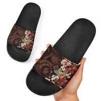 Kanoa Hawai'i Hibiscus Slide Sandals Polynesian Tribal Tattoo Pattern Floral Elements