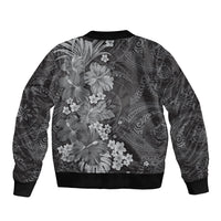 Pauli Hawai'i Hibiscus Sleeve Zip Bomber Jacket Polynesian Tribal Tattoo Pattern Floral Elements
