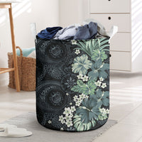 Pauliuli Hawai'i Hibiscus Laundry Basket Polynesian Tribal Tattoo Pattern Floral Elements