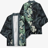 Pauliuli Hawai'i Hibiscus Kimono Polynesian Tribal Tattoo Pattern Floral Elements