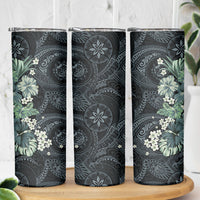 Pauliuli Hawai'i Hibiscus Skinny Tumbler Polynesian Tribal Tattoo Pattern Floral Elements