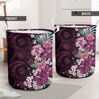 Poni Mama Hawai'i Hibiscus Laundry Basket Polynesian Tribal Tattoo Pattern Floral Elements