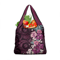 Poni Mama Hawai'i Hibiscus Grocery Bag Polynesian Tribal Tattoo Pattern Floral Elements