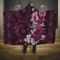 Poni Mama Hawai'i Hibiscus Hooded Blanket Polynesian Tribal Tattoo Pattern Floral Elements