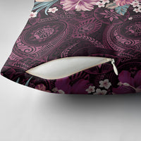Poni Mama Hawai'i Hibiscus Pillow Cover Polynesian Tribal Tattoo Pattern Floral Elements