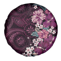 Poni Mama Hawai'i Hibiscus Spare Tire Cover Polynesian Tribal Tattoo Pattern Floral Elements