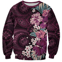 Poni Mama Hawai'i Hibiscus Sweatshirt Polynesian Tribal Tattoo Pattern Floral Elements
