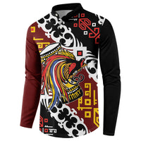 Personalised Papua New Guinea Bird Drum Button Sweatshirt Papuan Batik Motif