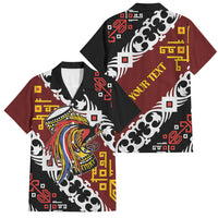 Personalised Papua New Guinea Bird Drum Family Matching Off The Shoulder Long Sleeve Dress and Hawaiian Shirt Papuan Batik Motif