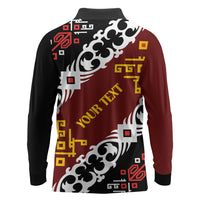 Personalised Papua New Guinea Bird Drum Long Sleeve Polo Shirt Papuan Batik Motif