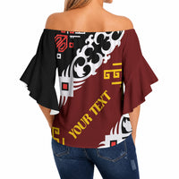 Personalised Papua New Guinea Bird Drum Off Shoulder Wrap Waist Top Papuan Batik Motif LT9 - Polynesian Pride