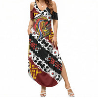 Personalised Papua New Guinea Bird Drum Summer Maxi Dress Papuan Batik Motif