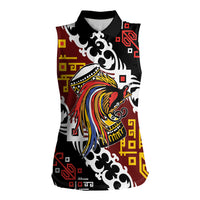 Personalised Papua New Guinea Bird Drum Women Sleeveless Polo Shirt Papuan Batik Motif