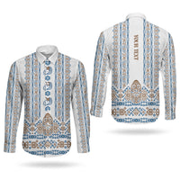 Personalised Papua New Guinea Bird Ethnic Couples Matching Off Shoulder Short Dress and Long Sleeve Button Shirt Papuan Batik Inspired Pattern