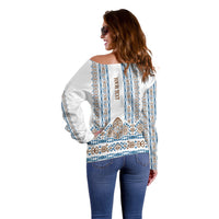 Personalised Papua New Guinea Bird Ethnic Off Shoulder Sweater Papuan Batik Inspired Pattern