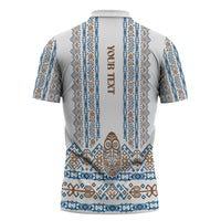 Personalised Papua New Guinea Bird Ethnic Zipper Polo Shirt Papuan Batik Inspired Pattern