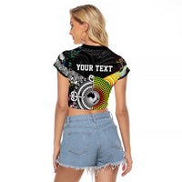 Personalised New Zealand and Australia Raglan Cropped T Shirt Maori Mix Aboriginal Art Style LT9 - Polynesian Pride