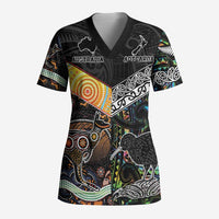 Australia New Zealand Personalised Scrub Top Maori Aboriginal Art Style - Polynesian Pride