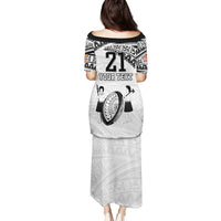 Custom Fiji Rugby Pacific Family Matching Puletasi and Hawaiian Shirt Polynesian Palm Tattoo